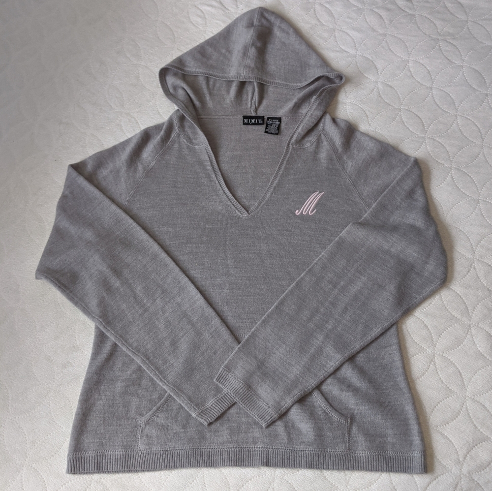 Embroidered Gray Mixit Hoodie